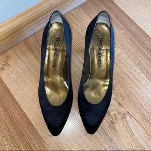 Yves Saint Laurent YSL Black Satin Pumps